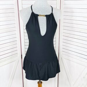 Kate Spade Crescent Bay High Neck Swim Dress Swimsuit Black Small